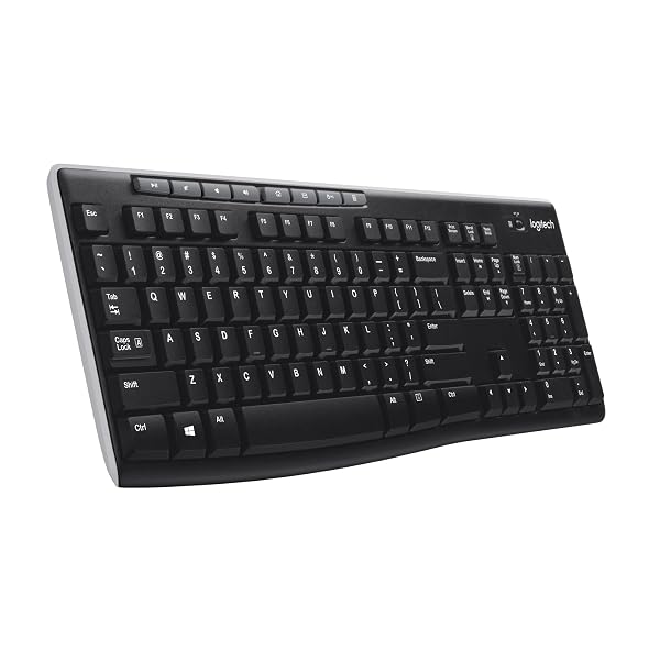 LOGITECH K270 WIRELESS KEYBOARD FOR WINDOWS, 2.4 GHZ WIRELESS, FULL-SIZE, NUMBER PAD, 8 MULTIMEDIA KEYS, 2-YEAR BATTERY LIFE, COMPATIBLE WITH PC, LAPTOP, BLACK