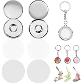 BEAMNOVA 50 Sets of Metal Button Maker Supplies for 25mm / 0.98 in (Approx. 1 inch) Machine, Metallic Double-Sided Keychain Parts for Hand Press Round Badge Crafts Maker