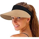 Women Straw Sun Visor Hat Wide Brim Summer UV Protection Beach Cap Foldable Packale Korean Style