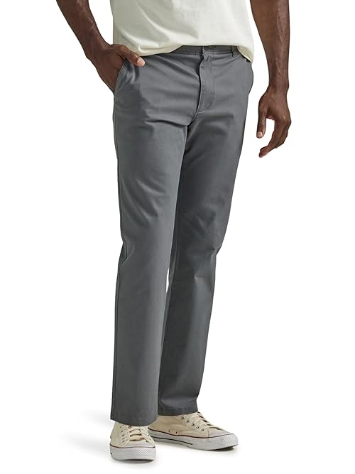 Lee Men's Extreme Motion Flat Front Slim Straight Pant Painter Gray 32W x 32L
