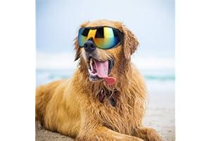 Dog Sunglasses with UV Protection Windproof Goggles Adjustable Band for Medium and Large Dogs Pet Eye Wear for Outdoor Safety