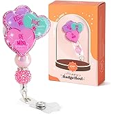 Valentine's Day Badge Reel, Loving Nurse Sparkly Glitter Retractable Badge Reel for Nurses RN EN Doctor Paramedic Teachers Medical Office Womens