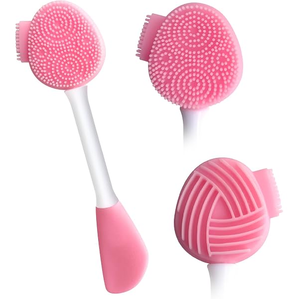 VOCOSTE Silikon Gesichtsreinigungsbürste – Pink-Weiß, 16 Cm, Zur Reinigung & Maskenauftrag