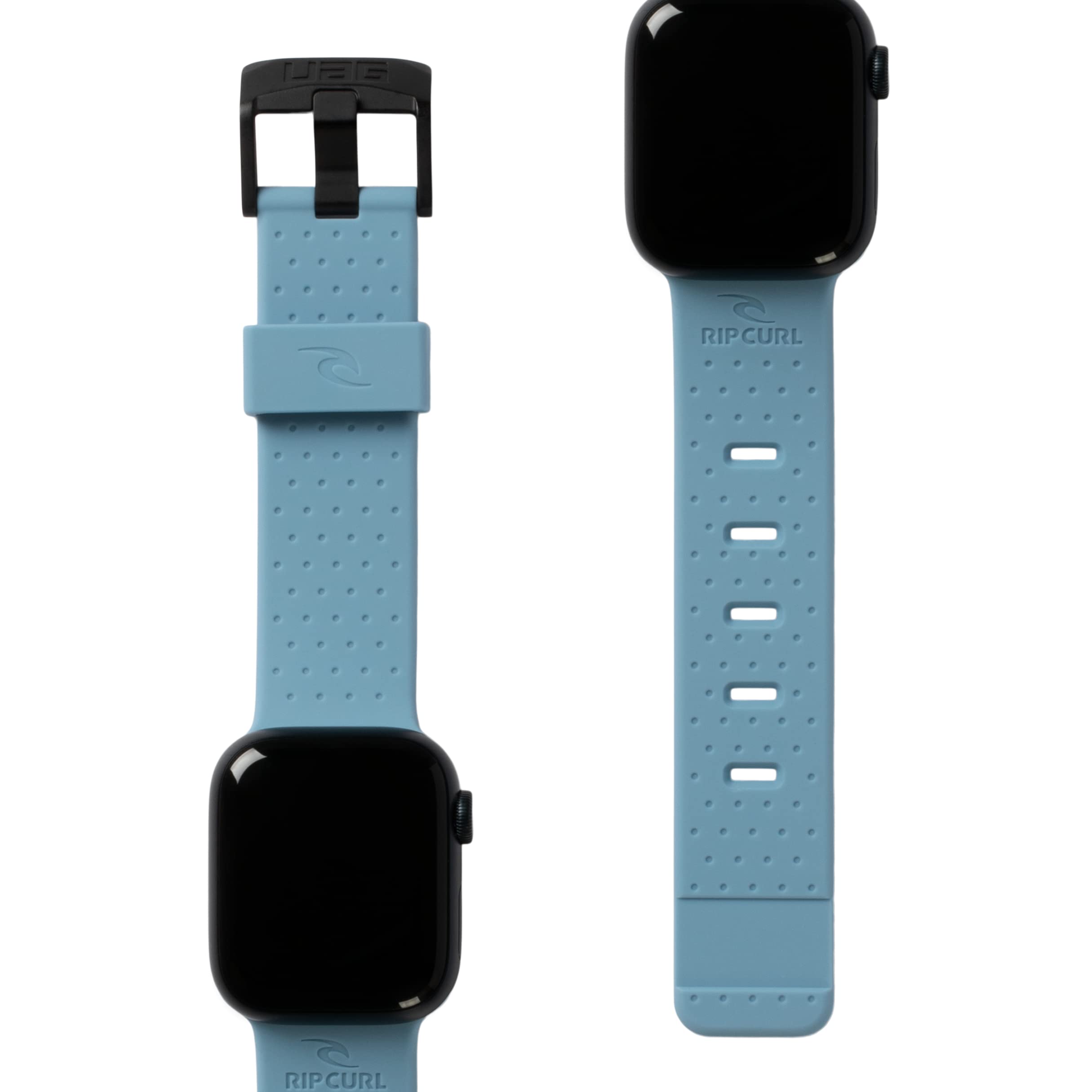 URBAN ARMOR GEAR RIP CURL x UAG Compatible with Apple Watch Band 42/41/40mm iWatch Series 11/10/9/8/7/6/5/4/SE3/SE2/SE, Soft Touch Silicone Adjustable Replacement Strap, Trestles Blue