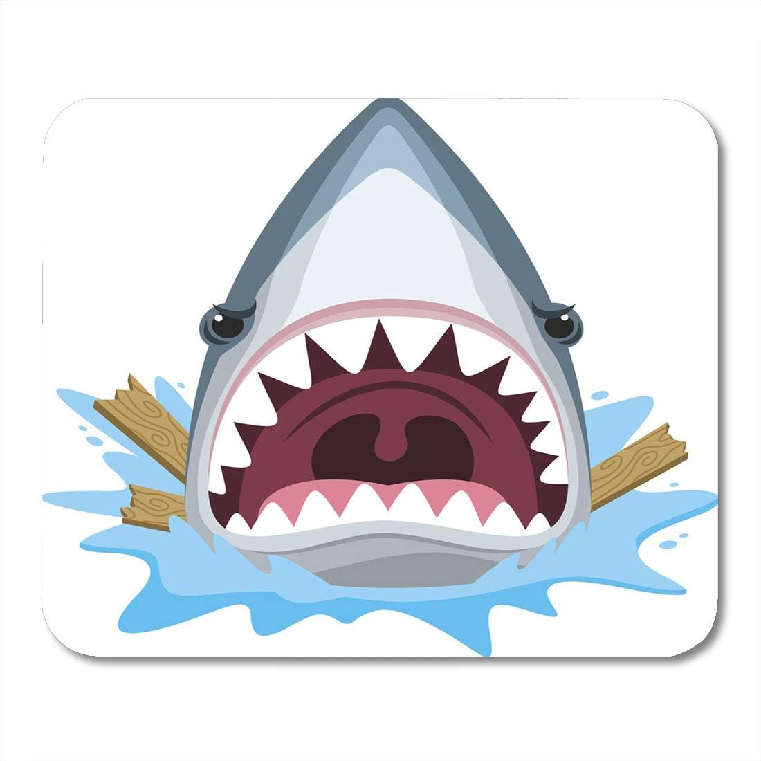 Mouse Pads Blood White Mouth Shark Attack with Open Full of Teeth and Angry Expression Cartoon Human Great Mouse MatsMouse Pad 11.8-inch by 9.85-inch