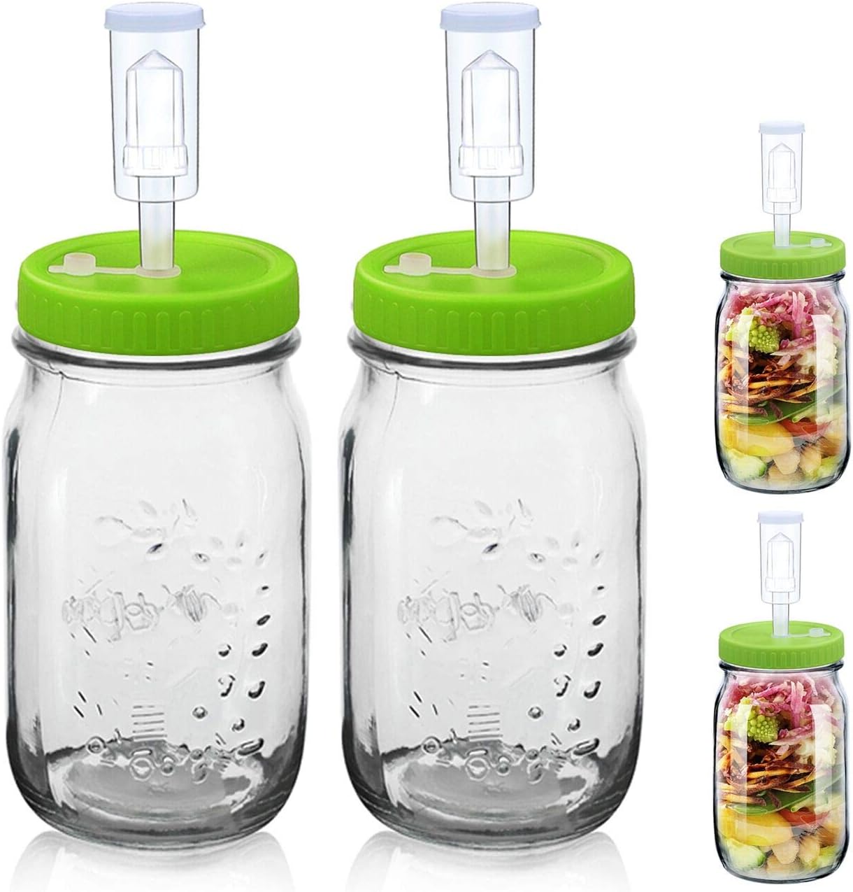 Fermentation Jars Kit Included 2 Wide Mouth 36Oz Mason