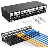 Enmane 12Port Patch Panel CAT6A Keystone Patch Panel Shielded Network Patch Patch with Smart Cable Management for Home/Office Network (1U 12Port, CAT6A)