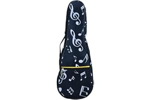 Ukulele Bag Case,21" Waterproof Oxford Musical Note Case Single Shoulder Backpack with Adjustable Straps(Black)