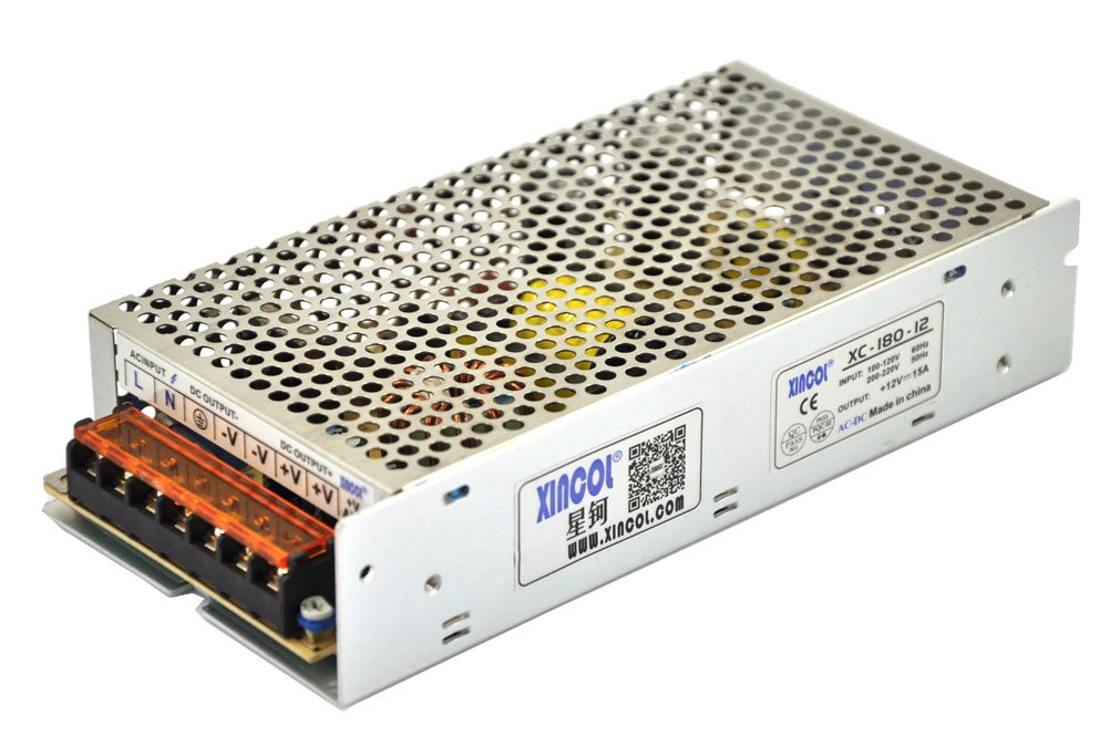 XINCOL AC110V/220V to DC12V 15A 180W Switched Mode Switching Power Supply (SMPS) Transformer Driver Adapter for LED Strip Light