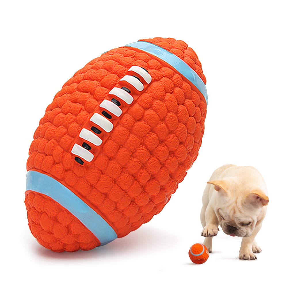 AnCoSoo Squeaky Dog Play Rugby, Latex Dog Toys Ball, Floating Ball for Toy Interactive Fetch & Play for Small Medium Large Dogs (Squeaky Dog Toys)