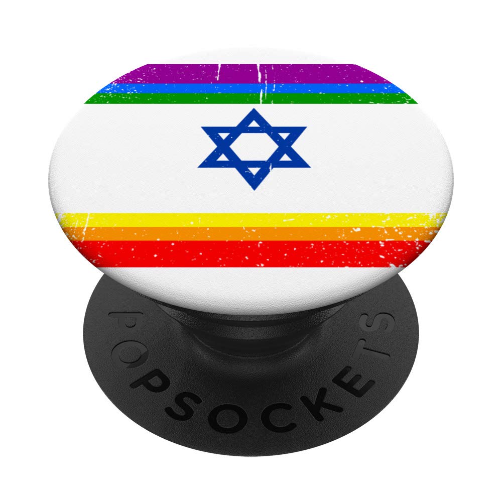 LGBT Flag Gay Pride Israeli Flag Hebrew Star Of David Israel PopSockets PopGrip: Swappable Grip for Phones & Tablets