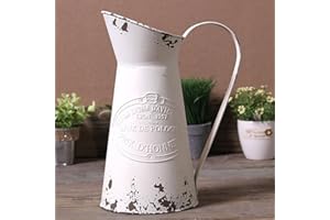 VANCORE Shabby Chic Large Metal Jug Flower Pitcher Vase