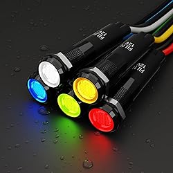 FILN 3 Pcs LED 8MM (5/16'') 12V Metal Indicator