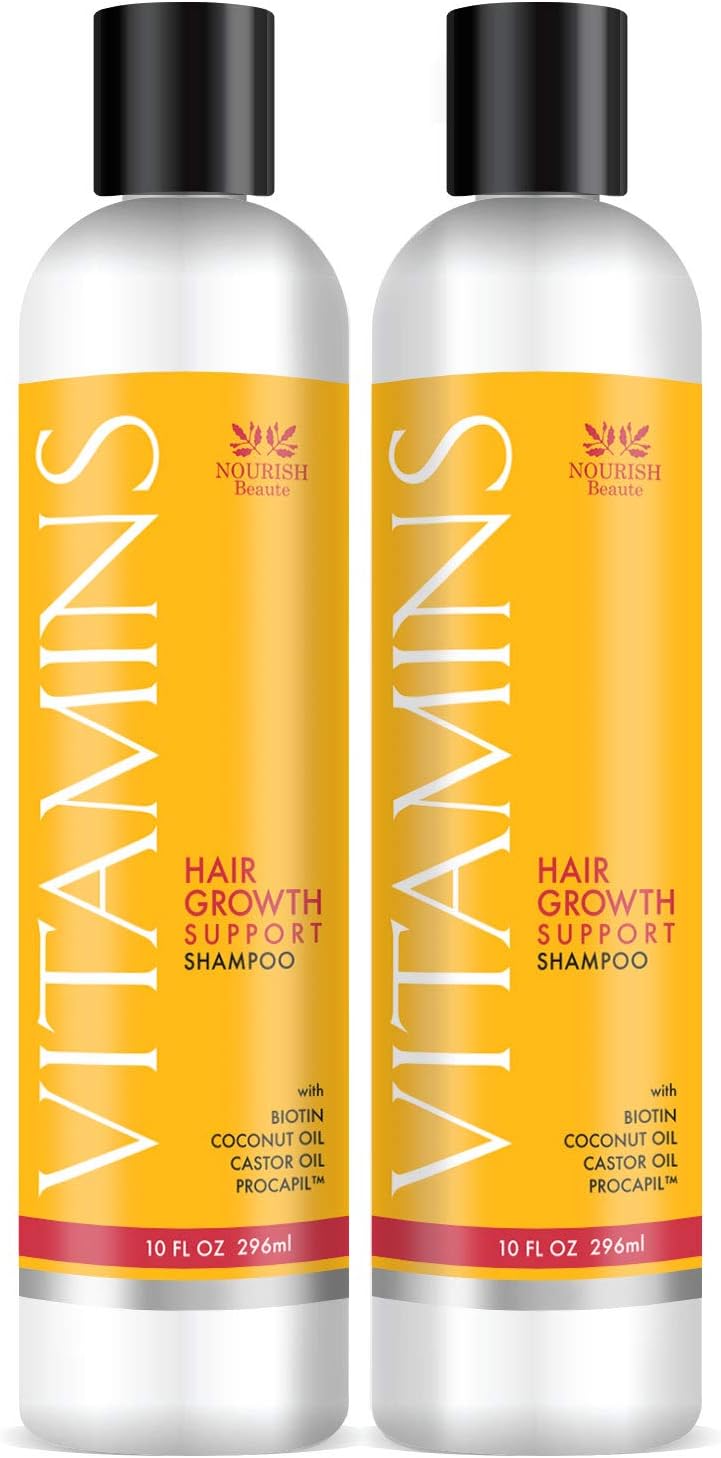 Nourish Beaute - 2 PACK of Vitamins Hair Growth Shampoo- Guaranteed Treatment for Thinning Hair- 47% Less Hair Loss and 121% Regrowth in Clinical Trials …