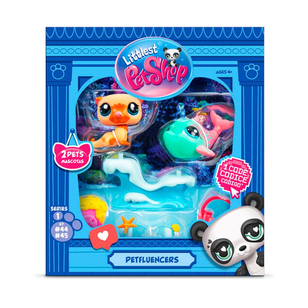 Littlest Pet Shop Petfluencer Shell-Fie Fun | Petfluencer Set Contains 2 Gen LPS Mini Pet Toys 4 Accessories 1 Backdrop 1 Collector Card And 1 Virtual Code | Collectable Toys For Girls And Boys