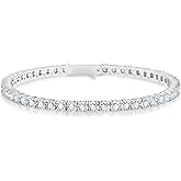 KRKC&CO Tennis Bracelets for Women, Birthday Wedding Gift for Her, 3/4/5mm, 14k Gold/White Bracelet, Iced Out 5A Cubic Zirconia Stones, Bridal Wedding Jewelry for Wife Mom