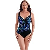 Longitude by Mimi Flamingo Women's Swimwear Majorelle Garden Piped Side Shirred Surplice One Piece Swimsuit, Blue, 10