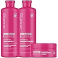 Lee Stafford Grow Strong & Long Kit | Activation Hair Regrowth Bundle Set - Anti Hair Loss Shampoo, Conditioner, & Deep Conditioning Treament Mask