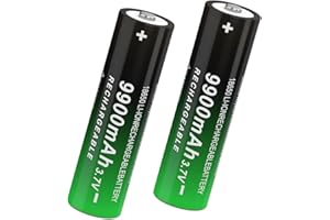 CWUU Button Top 18650 Rechargeable Battery 3.7V 9900mah High Capacity Long-Lasting for Flashlight, Toys and Pathlight 241011-3S (Button Top, 2 Pack)