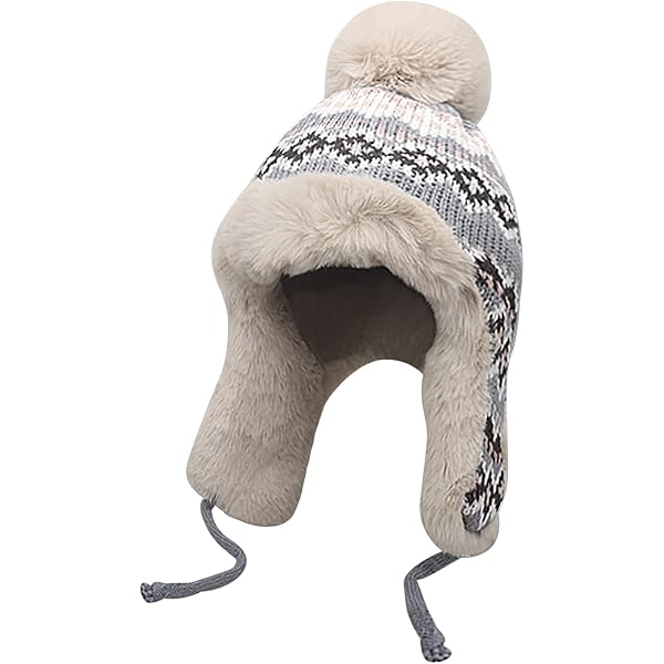 Womens Fleece Trapper Hat with Ear Flap Plaid Thicken Skull  display picture 3