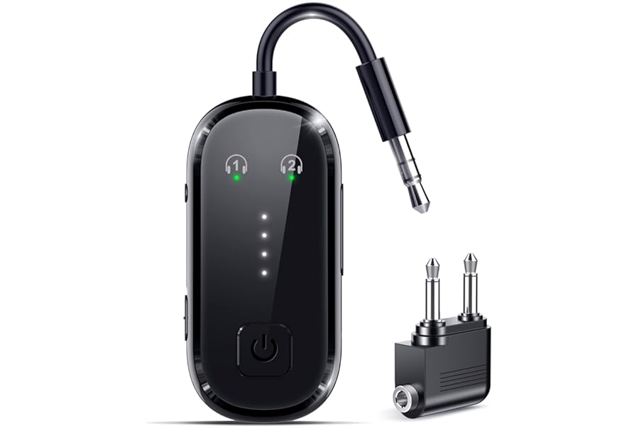 2026 Upgraded Pro Bluetooth 6.0 Transmitter Receiver|Bluetooth Adapter for TV/Airplane/Gym to Wireless Headphones/All Airpods,Dual Link & Low Latency,Wireless Adapter for Car/Home Stereo