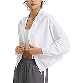 Wyeysyt Women's UPF 50+ UV Sun Protection Cropped Jackets Athletic Running Workout Zip Up Hoodie Outdoor Jackets