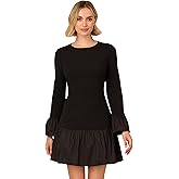 Adrianna Papell Womens Crepe and Taffeta Midi Dress