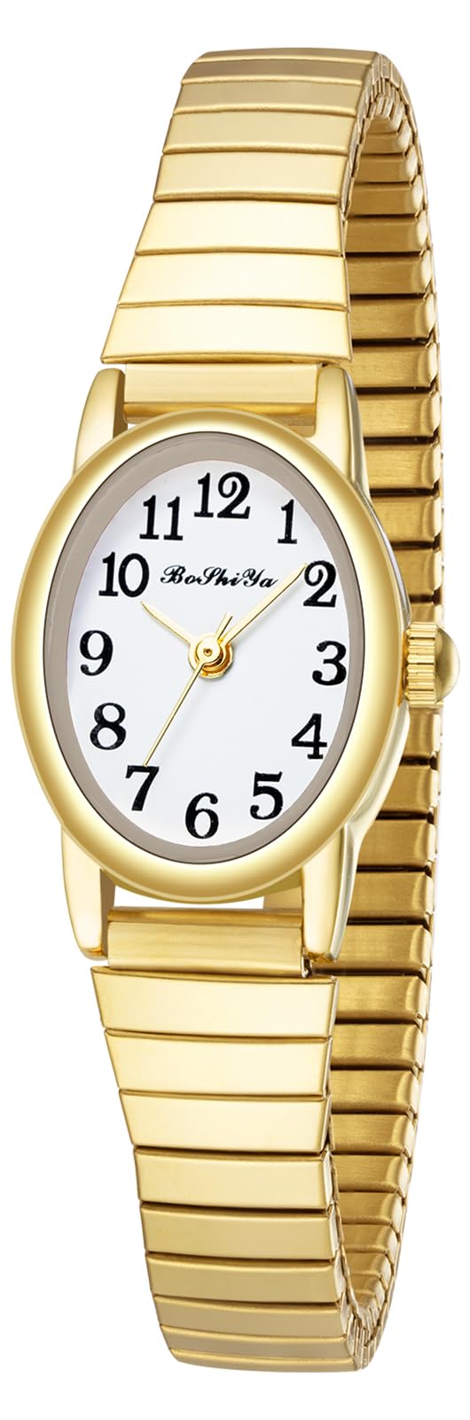 Photo 1 of BOSHIYA Gold Watches for Women Easy Read Analog Quartz Women Watch with Stainless Steel Expansion Band Ladies Wrist Watches Waterproof