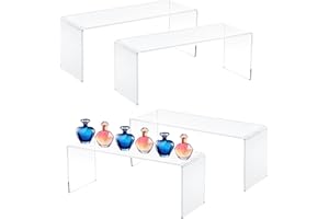 CLAY TONIC Acrylic Display Risers, 5MM Thick Clear Stands, 4-Pack Large Size, for Kitchen Organization and Retail Display (13x 4.5x 6 Inch)