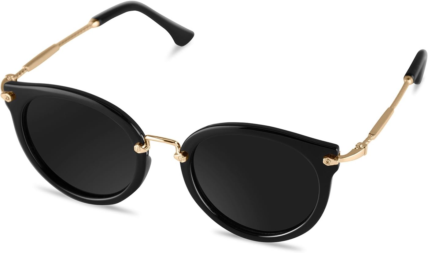 Goliath Ronin Round Sunglasses Polarized Cat Eye Mirrored Flat Lenses Vintage Sunglasses for Women Fashion Street Sun Glasses Metal Frame UV400 Protection