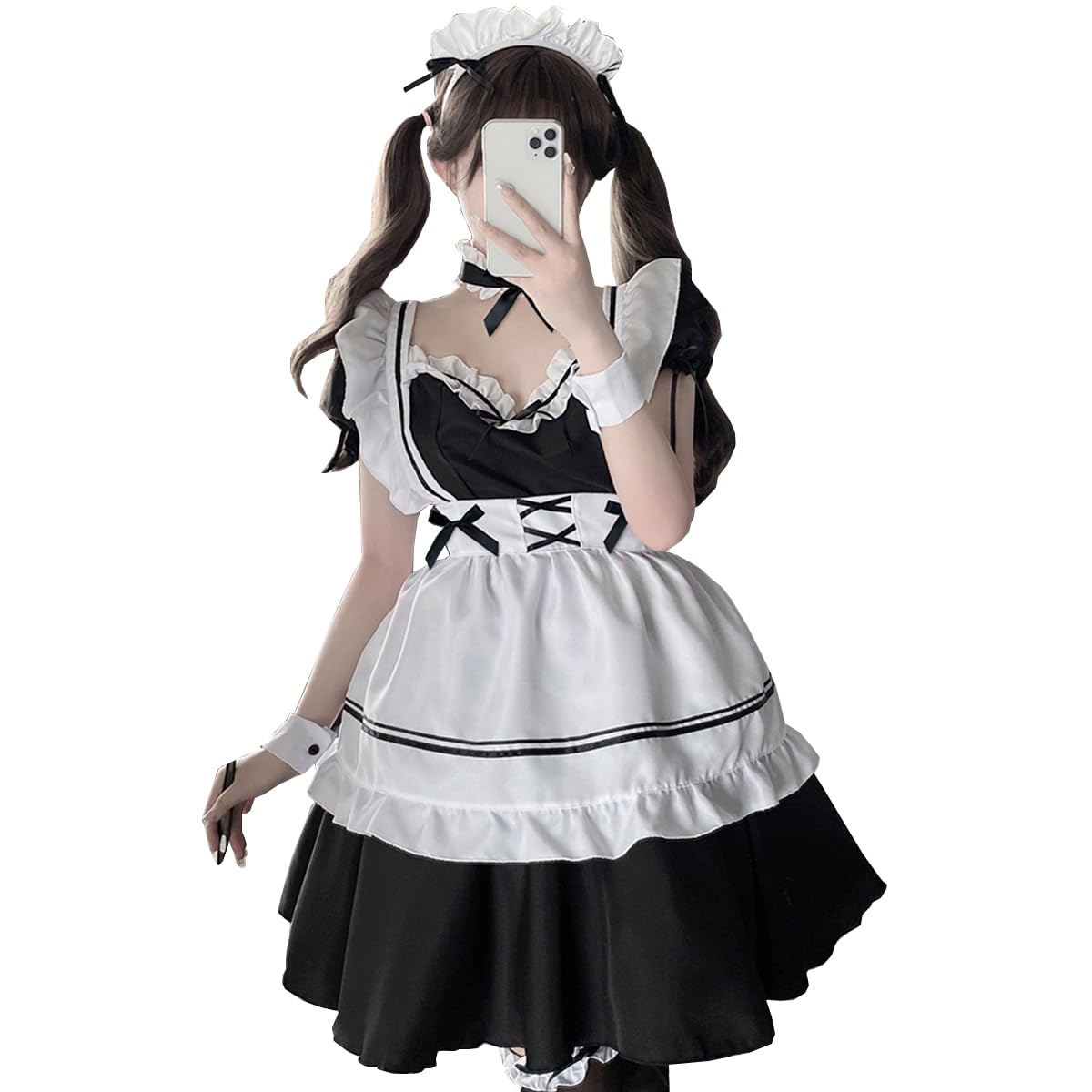 SNOMYRS Maid Costume Cosplay Lingerie Japanese Anime Maid Outfit Fancy Dress Apron Naughty Kawaii Lolita Plus Size 9pcs For Halloween