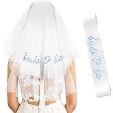 Dagelar Blue Bride to Be Sash Veil for Bachelorette Party Decorations, 2 Pack Bride to Be Decorations Set for Women and Girls, Blue Bridal Shower Gift, Wedding Engagement Gifts for bride