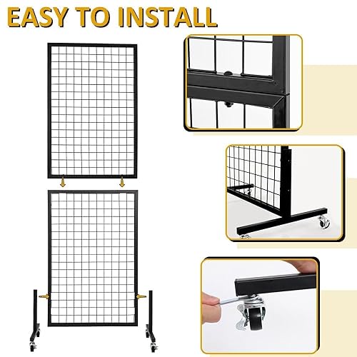 GAMINA KAVISI GridWall Display Stand With Wheels, Grid Wall Panels Display Stand
