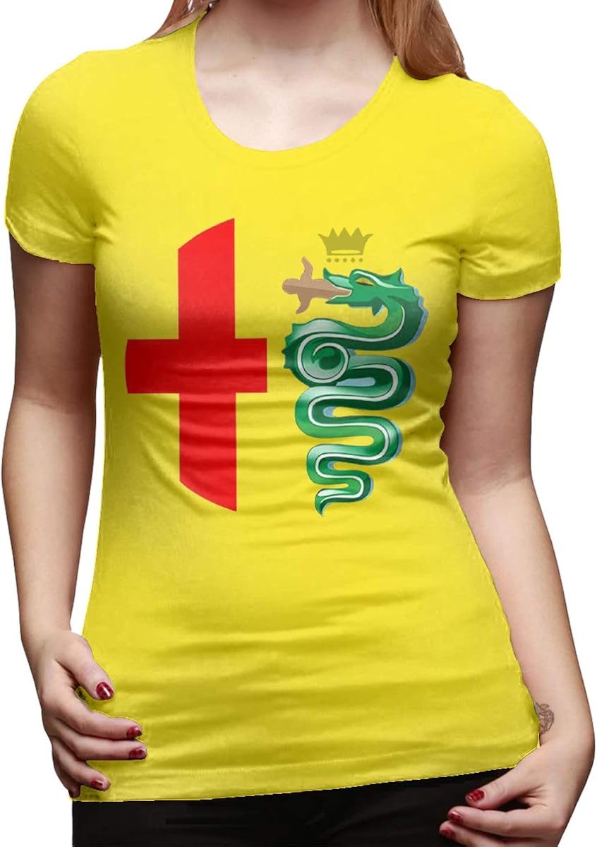 TIANBA Woman Lovely Tee Alfa Romeo Logo Interpretation Funny Tshirt Black