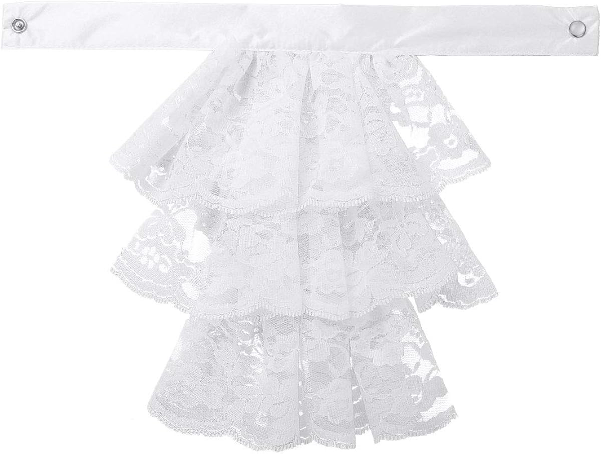 CHICTRY Lace Jabot Victorian Renaissance Ruffled Neck Collar Colonial Pirate Costume Accessory Cosplay Fancy Dress White One Size - Image 5