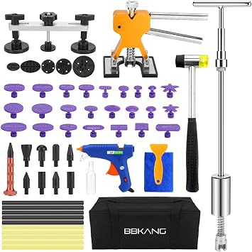Amazon Com Bbkang Paintless Dent Repair Remover Removal Tool Kit 60pcs Professional Car Dent Remover Tools Bridge Puller T Puller Hot Glue Tap Down Kits Automotive