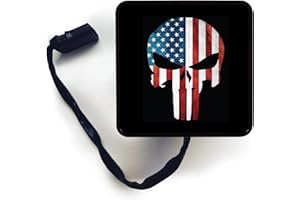 BLACK11 DESIGNS CUSTOM LICENSE PLATE FRAMES USA Patriotic Eagle American Flag Custom Designed Trailer Receiver LED Brake Light for 2 x 2 inch Tow Hitch Car Truck Accessories (American Skull)