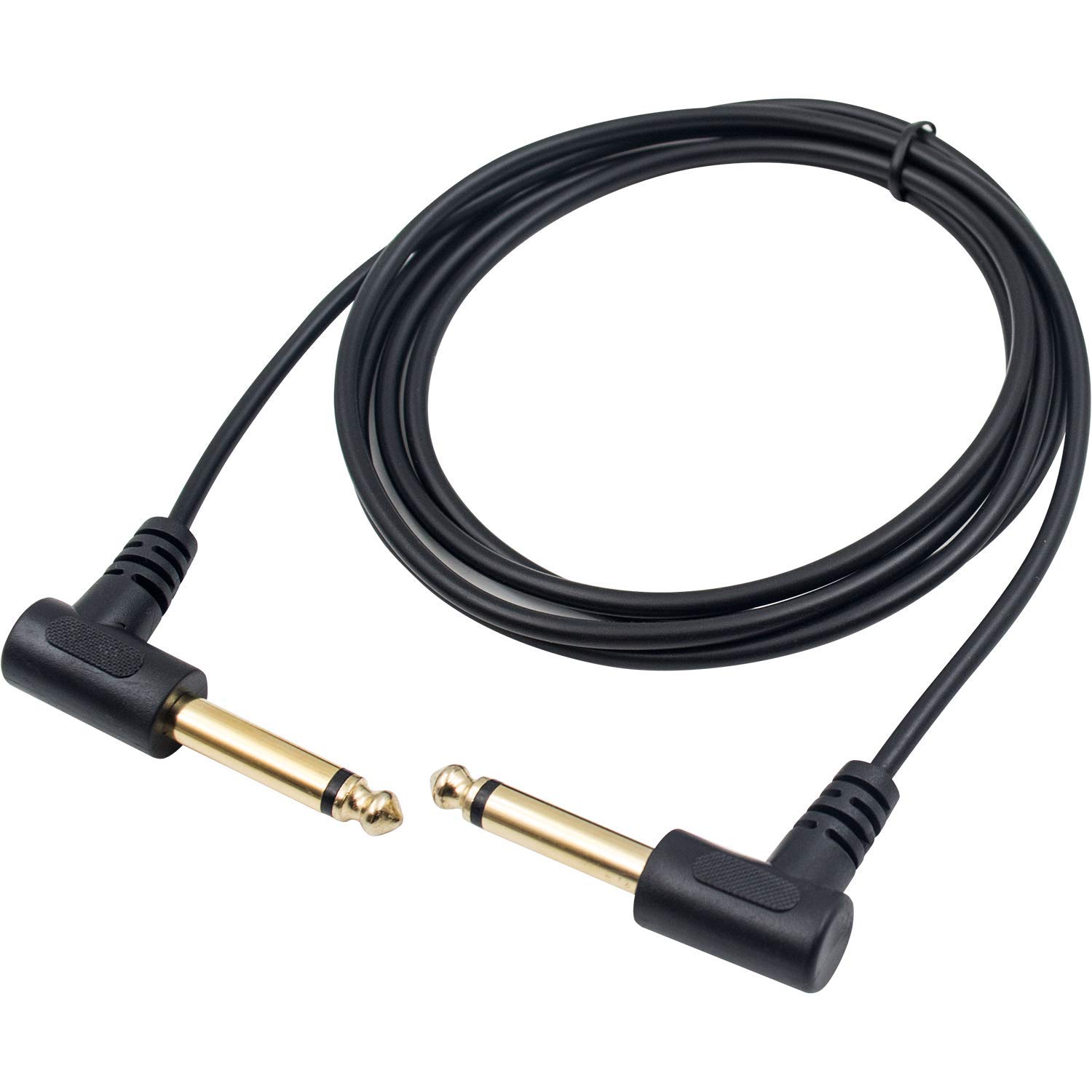 Duttek 1.5M/5FT 6.35mm 1/4" 90 Degree Right Angled Male to Male Jack Guitar Instrument TS Mono Cable for Electric Guitar, Bass, Amp, Keyboard, Mixing Desks