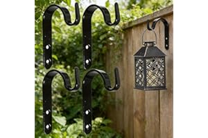 Black Iron Wall Hook Support Curved Arm Durable Design for Hanging Baskets, Wind Chimes, Flower Pots, Home Decoration, 4pcs