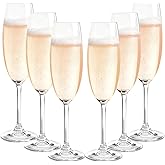 TOLASTO Crystal Champagne Flutes 7oz/200ml, Champagne Glasses Set of 6, Gift for Birthday, Wedding, Christmas, Clear Sparkling Champagne Glasses for Women, Men - Dishwasher Safe