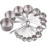 Lucky Plus Stainless Steel Measuring Cups and Spoons Set 18/8(304) Steel Material Heavy Duty 8 Measuring cups and 9 Measuring