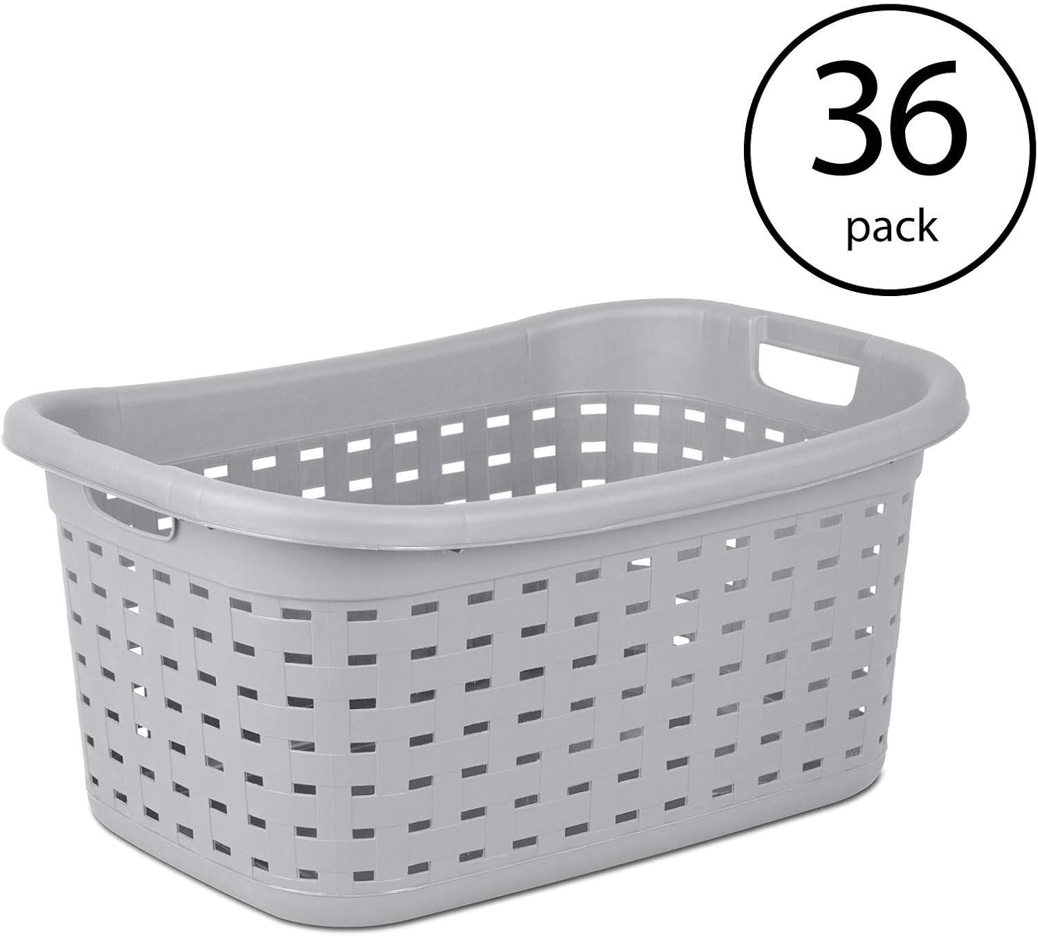 Sterilite Weave Laundry Basket with Wicker Pattern, Cement Gray (36 Pack) Home
