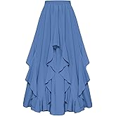 SCARLET DARKNESS Long Skirts for Women 2026 Ruffled Chiffon Flowy Renaissance Maxi Skirt