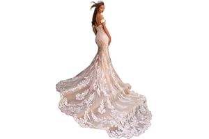 HEGABCH Beach Mermaid Wedding Dresses for Bride 2025 Lace Appliques Tulle Bride Dress He1006