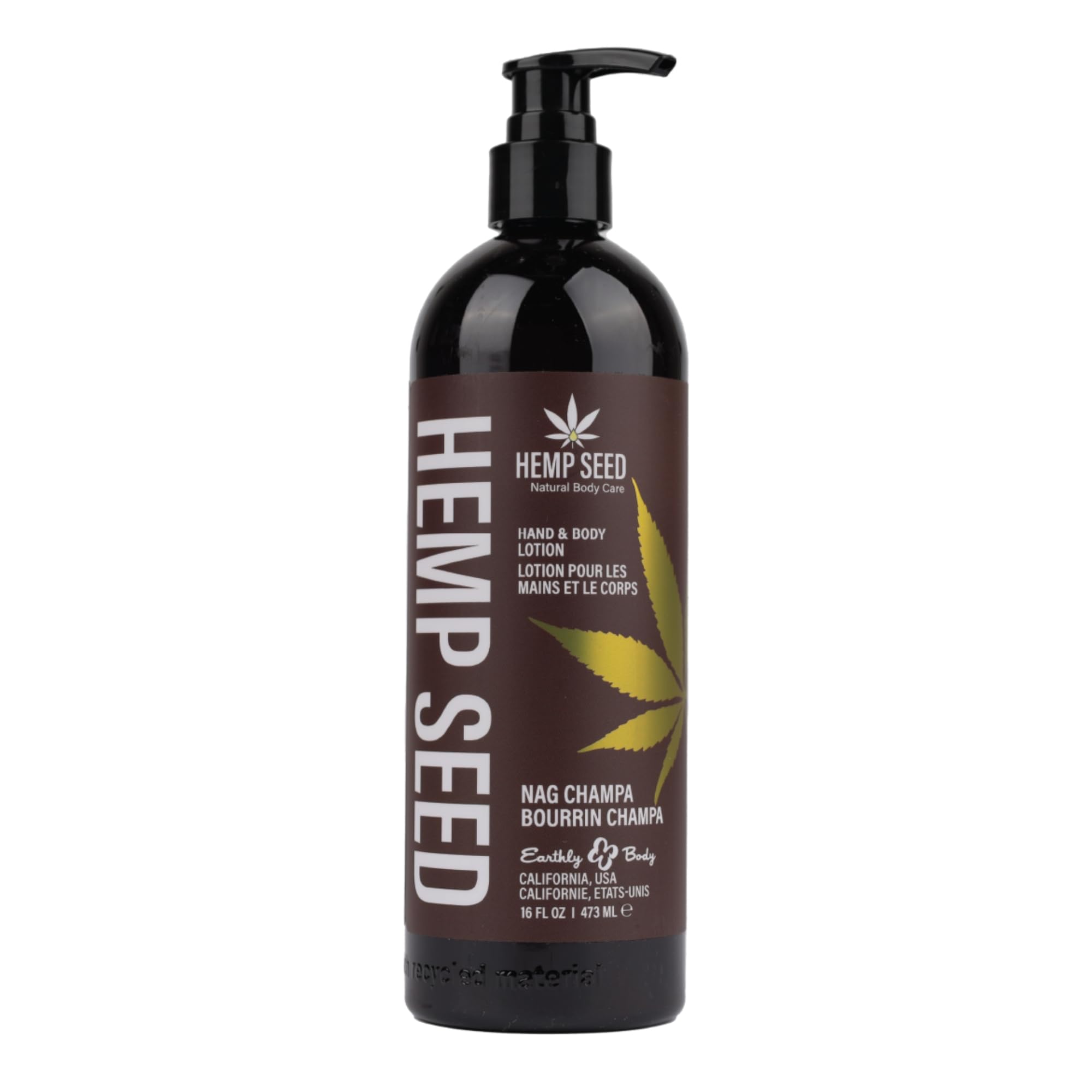 Hemp Seed Hand & Body Lotion, Nag Champa Scent - 16 oz. - Soothe Dry Skin - Argan Oil, Hemp Seed Oil - Light, Non-Greasy Formula - Vegan & Cruelty Free