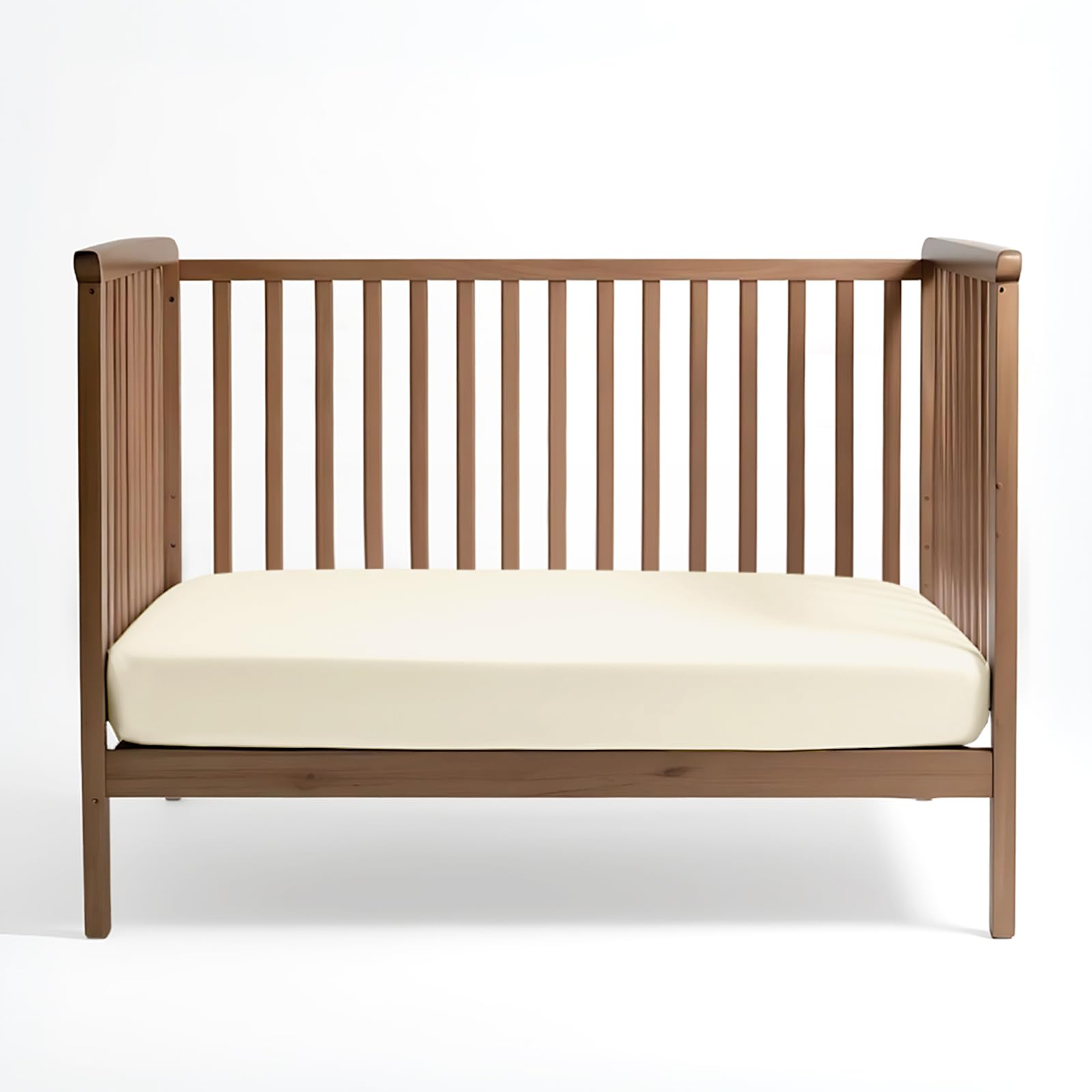 Pizuna 100% Cotton Fitted Crib Sheet Ivory, 400 Thread Count Long Staple Cotton Fitted Crib Sheet 40x90 cm, Sateen Weave 12 cm Deep Fitted Sheets 1 PC Ivory