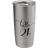 21st Birthday, Hello 21, For Women, 21 Years Old, Cute Stainless Steel Insulated Tumbler