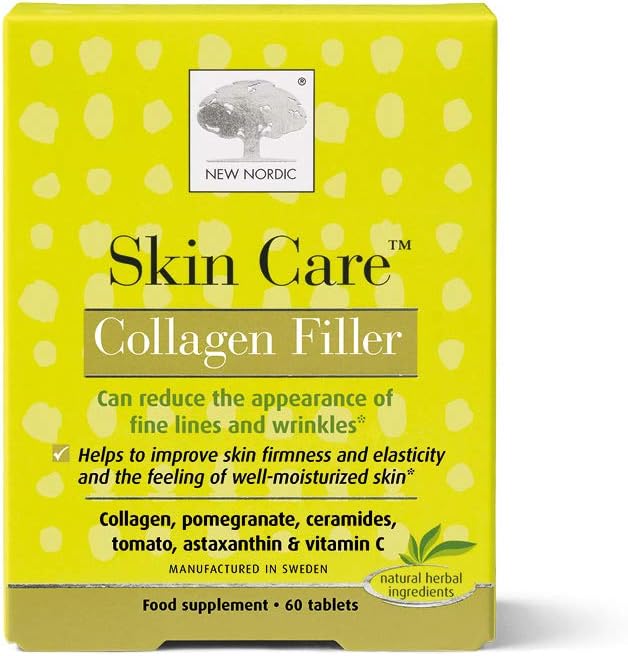 New Nordic Skin Care Collagen Filler - 60 Tablets - Reduce Wrinkles with Marine Collagen Supplement - Dairy Free - Contains Pomegranate