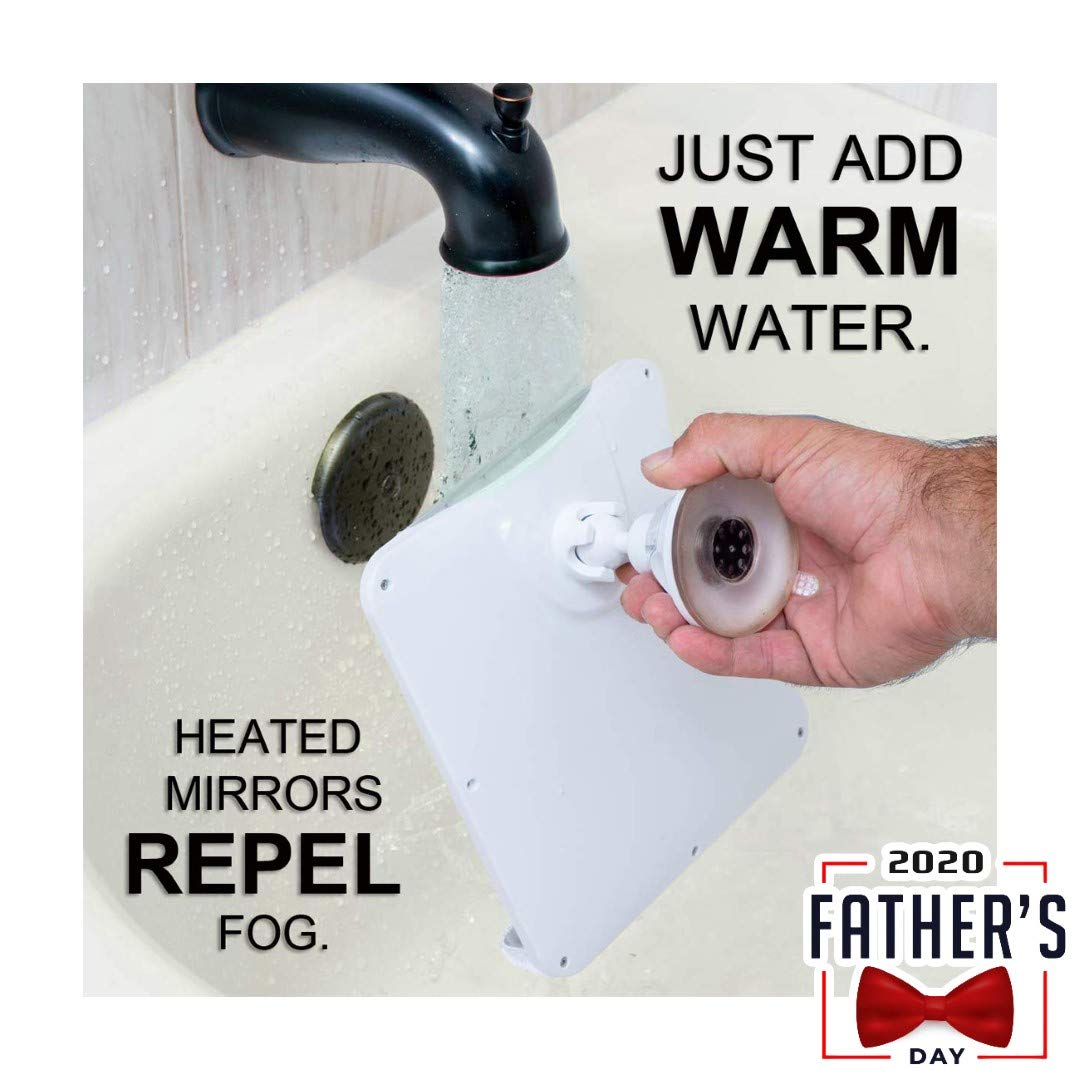 2019 Fogless Shower Mirror for Fog Free Shaving with Razor Holder, Sticky Suction-Cup and Swivel, Shatterproof and Portable, 8-Inch x 7-Inch (White) : Beauty