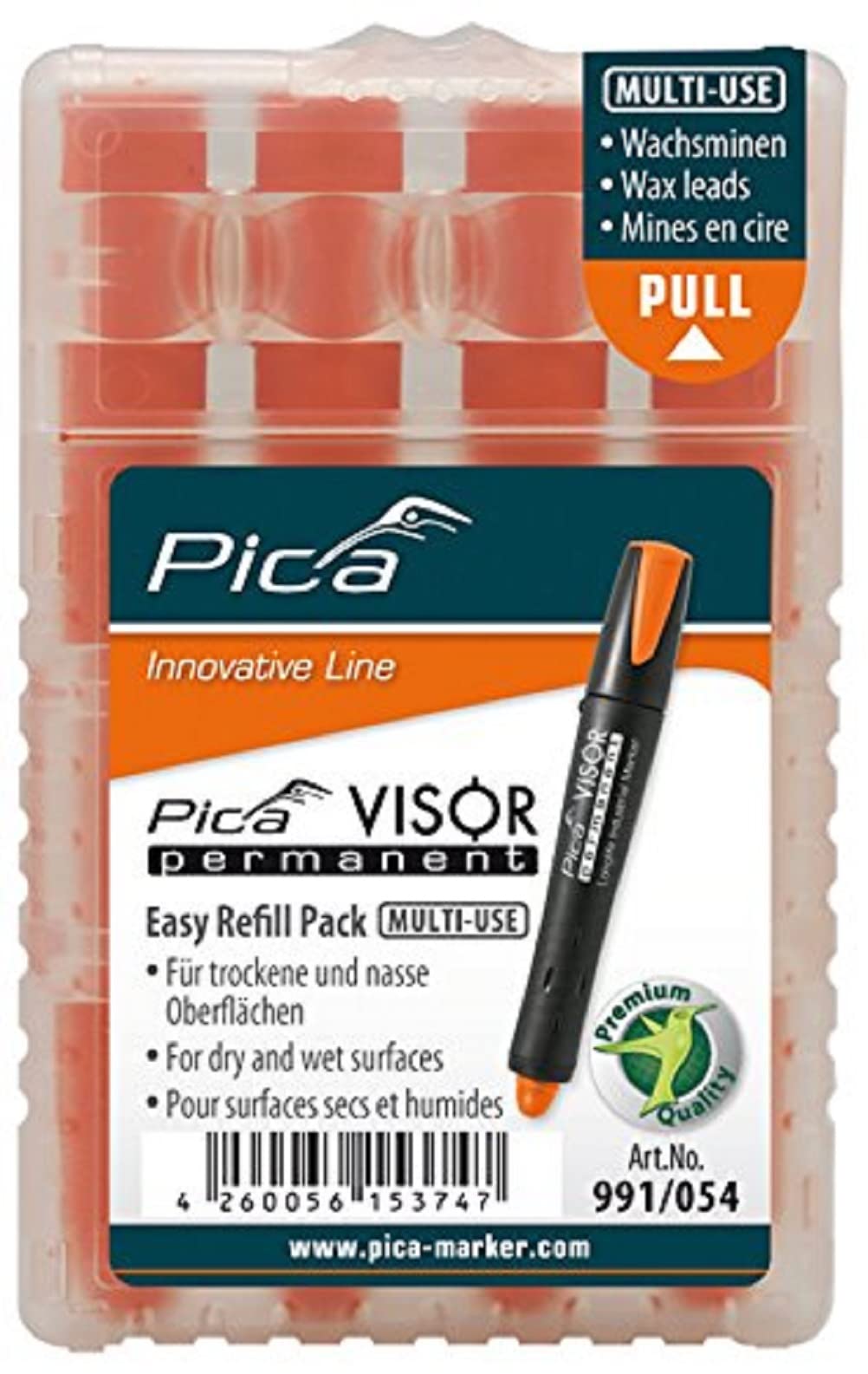 Pica Visor Permanent Longlife Indutrial Marker Refills 4pc Fluo-Orange 991/054